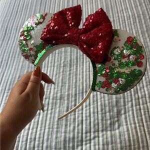 Handmade Holiday Confetti Minnie Mouse Ears Headband
